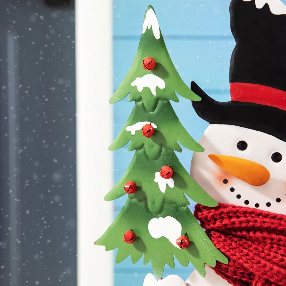 Glitzhome Glitzhome 32"H Metal Snowman Riding Bike Porch Decor