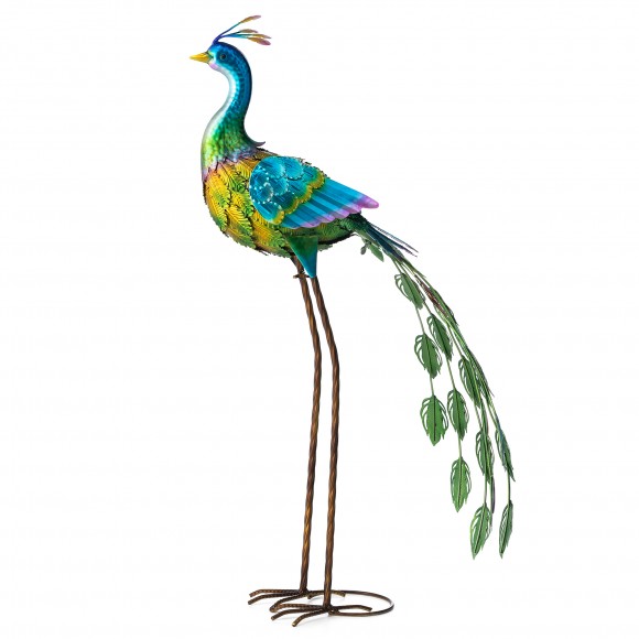 glitzhome Glitzhome 32"H Metal Standing Peacock Garden Statue with Stakes (KD)