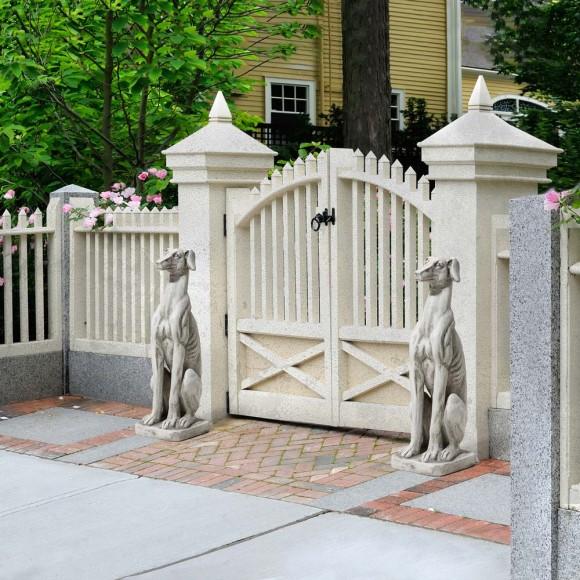 Glitzhome Glitzhome 32"H MGO Sitting Dog Garden Statue Set Of 2