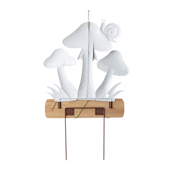 Glitzhome Glitzhome 32"H Multi-functional 2-in-1 Metal And Solid Wood Triple Mushrooms With Welcome Sign Garden Yardstake Wall Decor (KD)