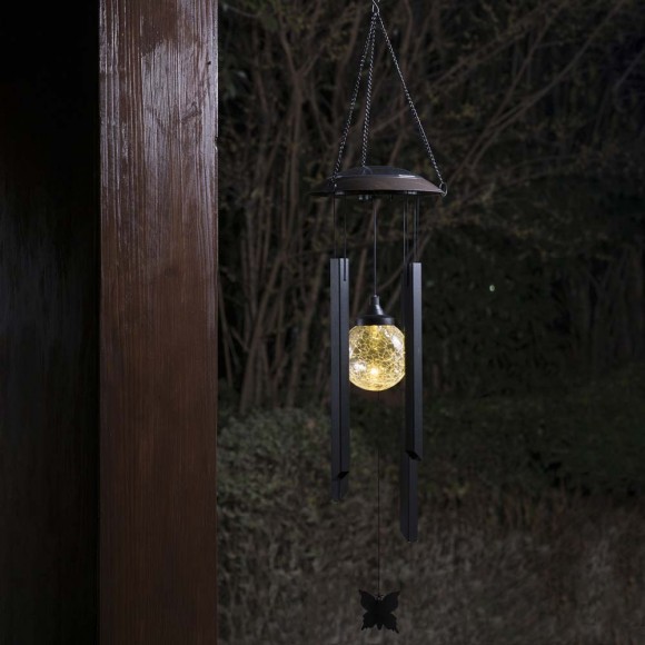 Glitzhome Glitzhome 32"H Solar Powered LED Wind Chime Light