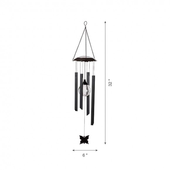 Glitzhome Glitzhome 32"H Solar Powered LED Wind Chime Light