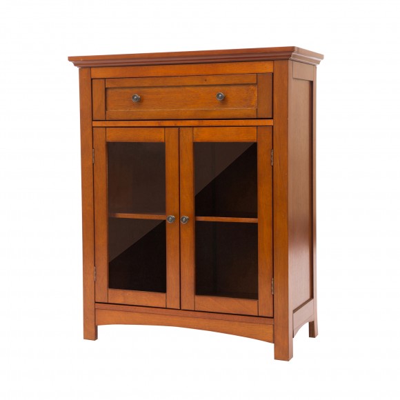 Glitzhome Glitzhome 32"H Wooden Shelved Floor Storage Cabinet With 1 Drawer And Double Doors
