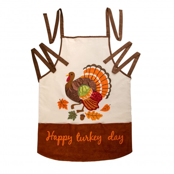 Glitzhome Glitzhome 32"L Cotton Embroidered Turkey Apron