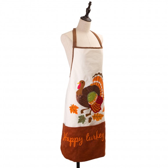 glitzhome Glitzhome 32"L Cotton Embroidered Turkey Apron