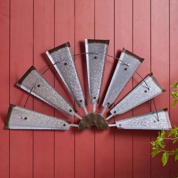 Glitzhome Glitzhome 32"L Metal Semi-Circle Windmill Wall Decor