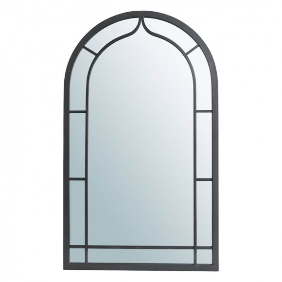 glitzhome Glitzhome 33.07"H Oversized Black Metal Framed Arched Wall Mirror