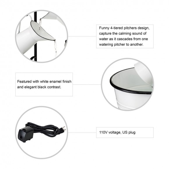 Glitzhome Glitzhome 33.25"H White Enamel Metal Cascading Water Fountain