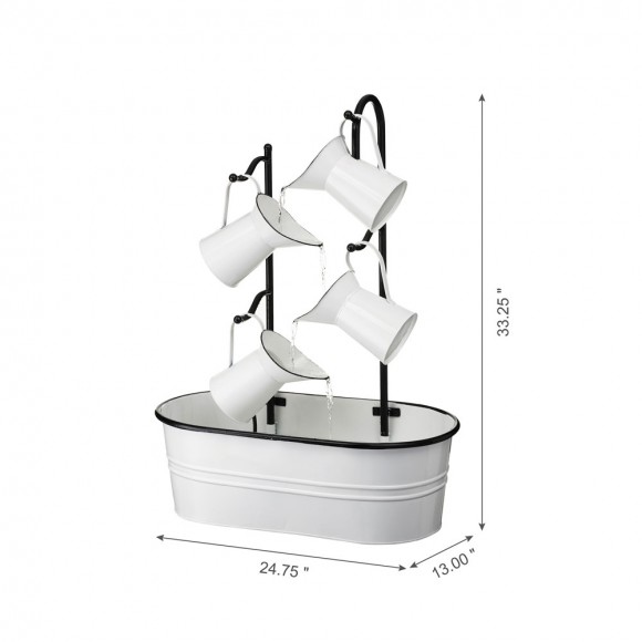 Glitzhome Glitzhome 33.25"H White Enamel Metal Cascading Water Fountain
