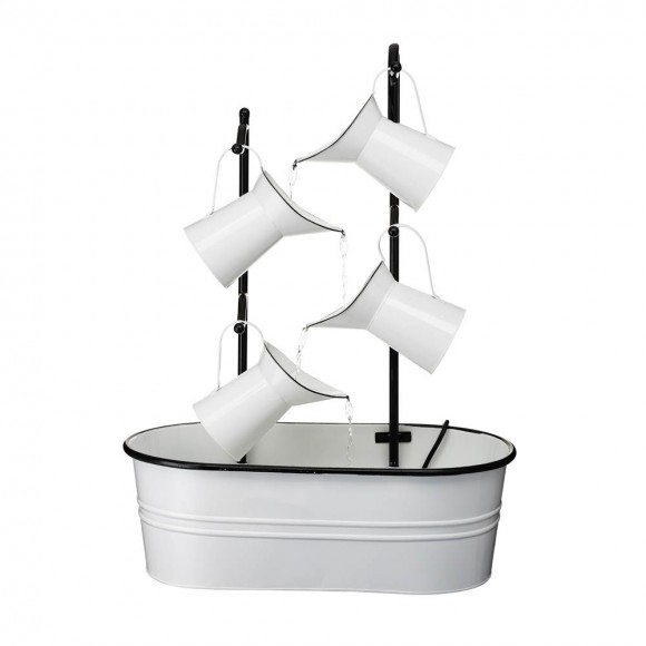 glitzhome Glitzhome 33.25"H White Enamel Metal Cascading Water Fountain
