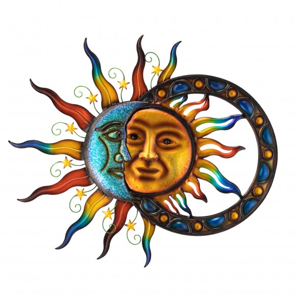glitzhome Glitzhome 33.5"L Metal Sun and Moon Wall Decor (KD)
