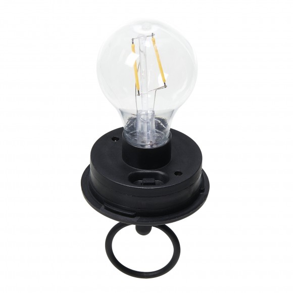 Glitzhome Glitzhome 33"H Black Metal Stripes Solar Powered Outdoor Lantern With Edison Bulb And Stake (KD)