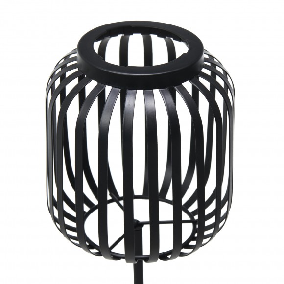 Glitzhome Glitzhome 33"H Black Metal Stripes Solar Powered Outdoor Lantern With Edison Bulb And Stake (KD)