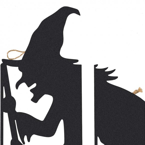 Glitzhome Glitzhome 34.5"H Set Of 5 Halloween Metal Silhouette Witches With Cauldron Yard Stake