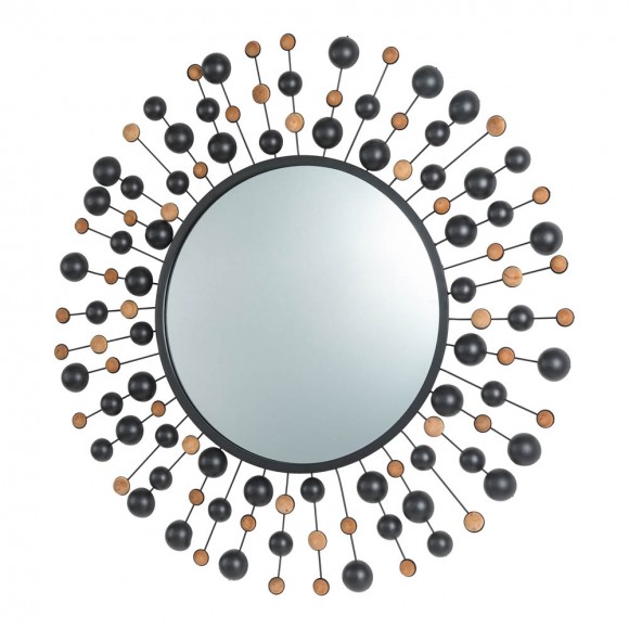 Glitzhome Glitzhome 34.65"D Oversized Metal Framed With Beads Round Wall Mirror
