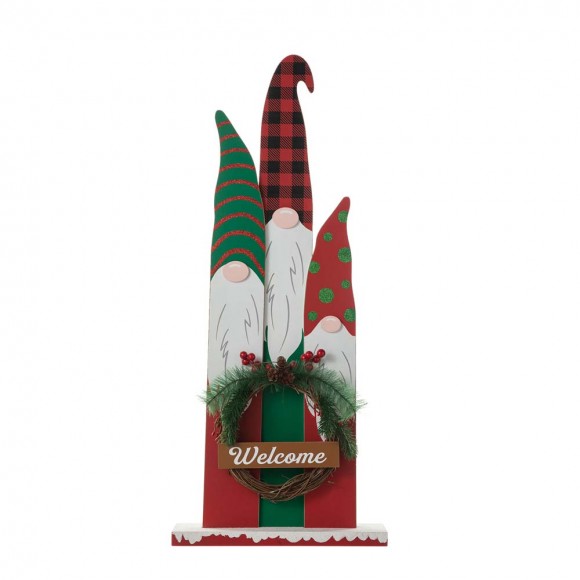 glitzhome Glitzhome 34.75"H Wooden Gnome Family Porch Decor