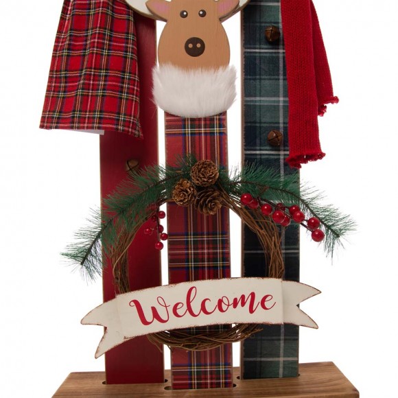 Glitzhome Glitzhome 34.80"H Wooden Deer Family Welcome Porch Decor