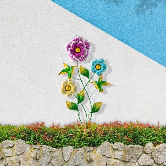 Glitzhome Glitzhome 34"H Garden Flower And Hummingbird Yardstake