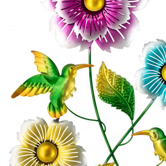 Glitzhome Glitzhome 34"H Garden Flower And Hummingbird Yardstake