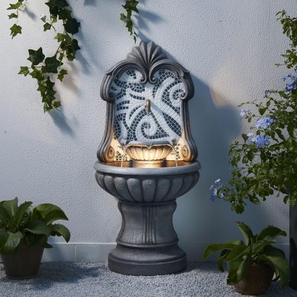 Glitzhome Glitzhome 35.25"H European Style Faux Mosaic 3-Tier Pedestal Polyresin Outdoor Fountain With Pump And LED Light
