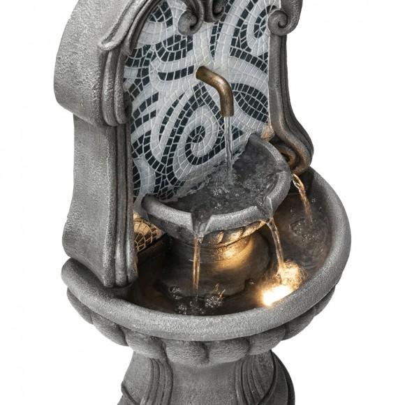 Glitzhome Glitzhome 35.25"H European Style Faux Mosaic 3-Tier Pedestal Polyresin Outdoor Fountain With Pump And LED Light