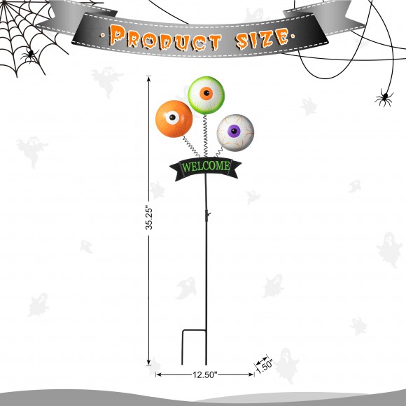 Glitzhome Glitzhome 35.25"H Halloween Metal WELCOME Spring Eyeballs Yard Stake( KD Two Function)