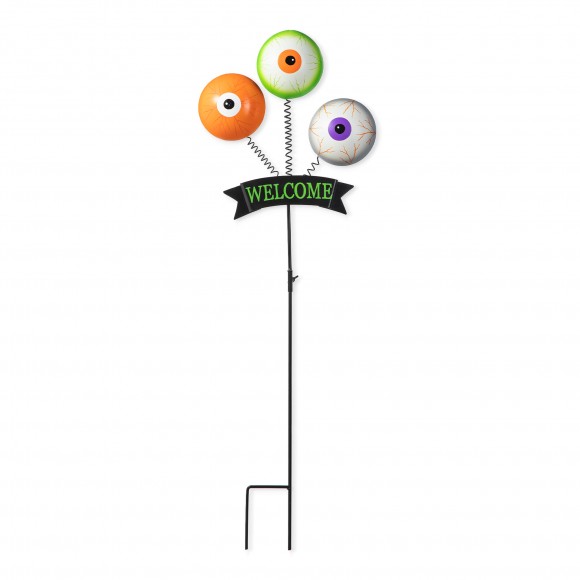 glitzhome Glitzhome 35.25"H Halloween Metal WELCOME Spring Eyeballs Yard Stake( KD Two function)
