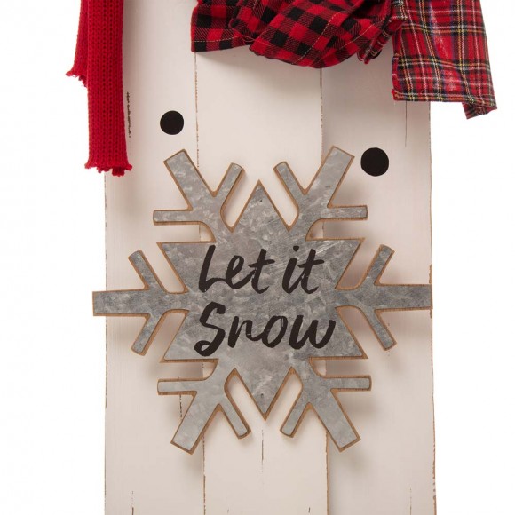 Glitzhome Glitzhome 35.43"H Wooden Snowman Family Porch Decor