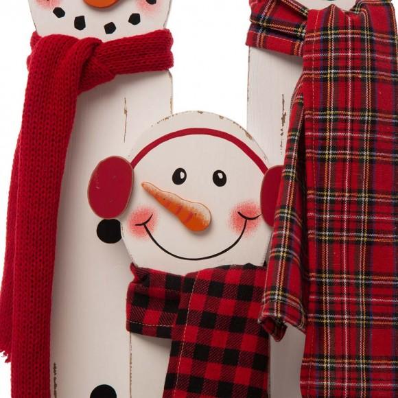 Glitzhome Glitzhome 35.43"H Wooden Snowman Family Porch Decor