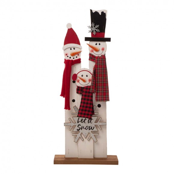 glitzhome Glitzhome 35.43"H Wooden Snowman Family Porch Decor