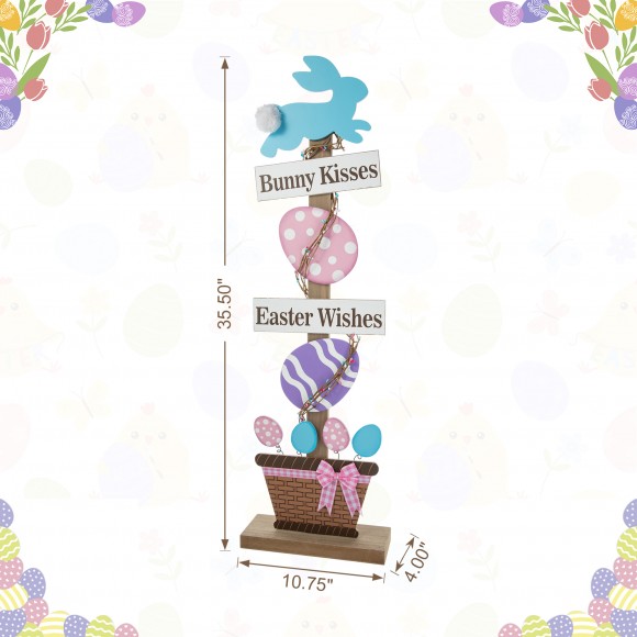 Glitzhome Glitzhome 35.5"H Easter Wooden Bunny And Eggs Porch Decor(KD)