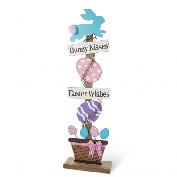 glitzhome Glitzhome 35.5"H Easter Wooden Bunny and Eggs Porch Decor(KD)