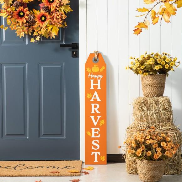 Glitzhome Glitzhome 35.5"H Fall And Halloween Wood Reversible Tag Porch Sign