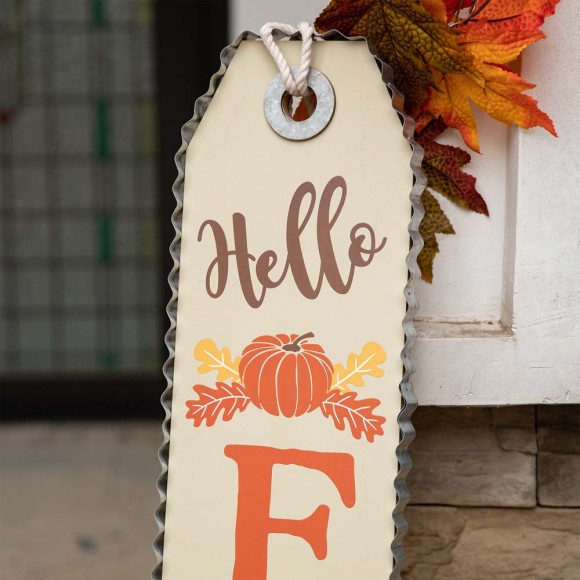 Glitzhome Glitzhome 35.5"H Fall And Thanksgiving Double Sided Wooden Tag Porch Sign