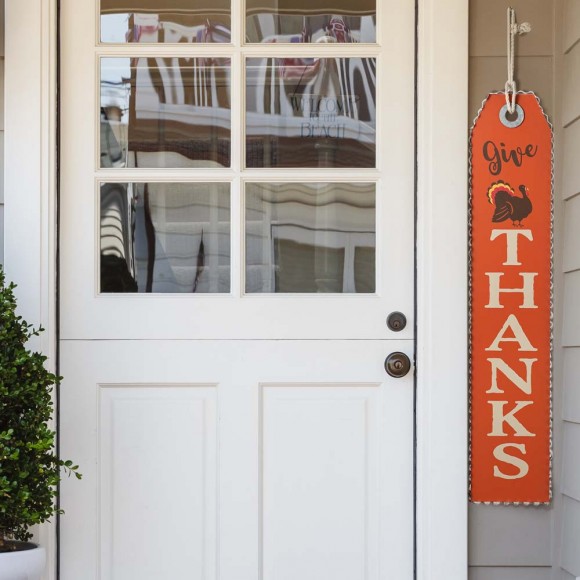 Glitzhome Glitzhome 35.5"H Fall And Thanksgiving Double Sided Wooden Tag Porch Sign