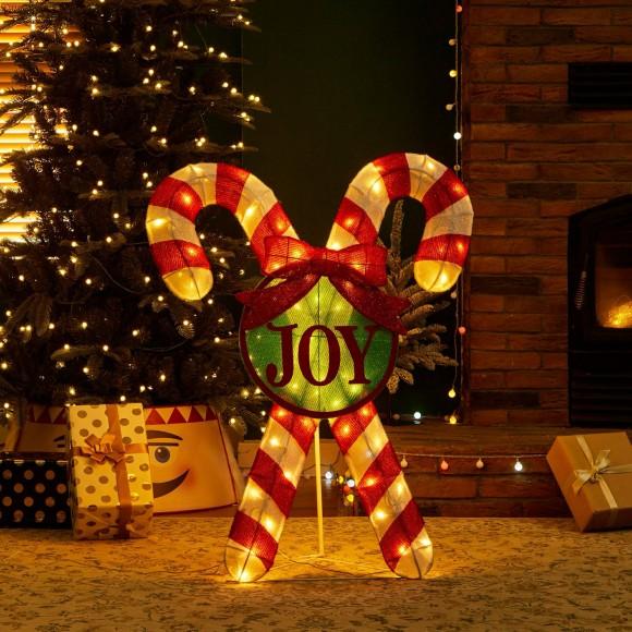 Glitzhome Glitzhome 35.5"H Lighted Christmas Candy Cane Outdoor Décor With 60 Warm White LED Lights (KD)