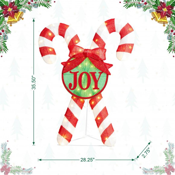 Glitzhome Glitzhome 35.5"H Lighted Christmas Candy Cane Outdoor Décor With 60 Warm White LED Lights (KD)