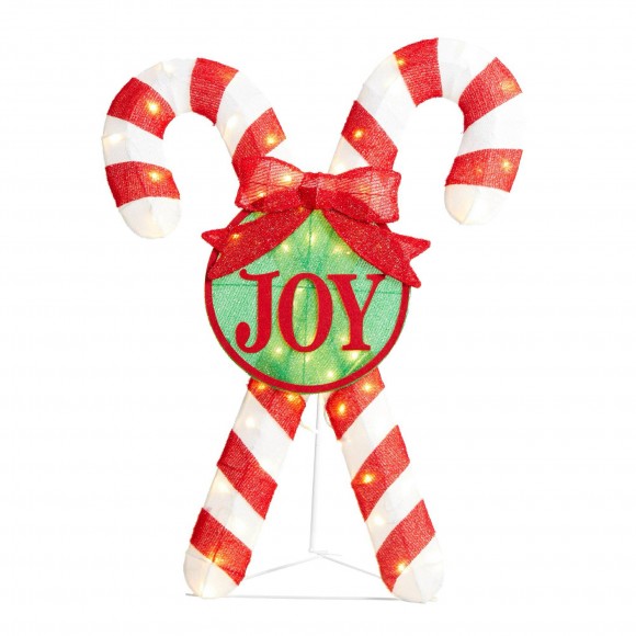Glitzhome Glitzhome 35.5"H Lighted Christmas Candy Cane Outdoor Décor With 60 Warm White LED Lights (KD)