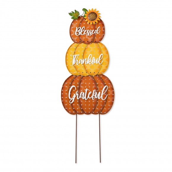 glitzhome Glitzhome 35.5"H Thanksgiving Metal Stacked Pumpkins Yard Stake(KD Two function)