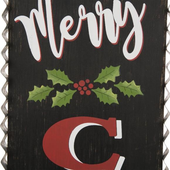 Glitzhome Glitzhome 35.63"H Wooden Black Merry Christmas Porch Sign