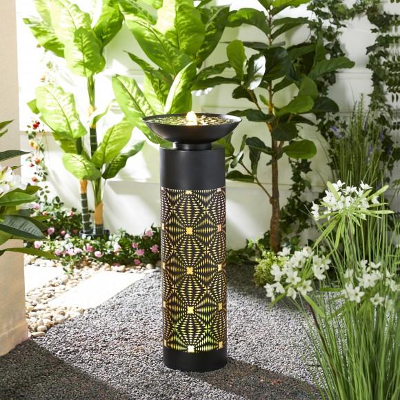 Glitzhome Glitzhome 35.75"H Oversized Metal Cutout Pattern Outdoor Fountain With Laser Cut Panels Pump And LED Light (KD)