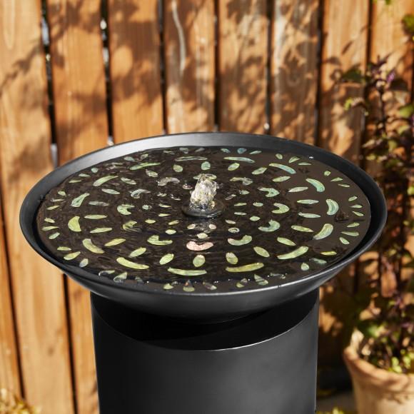 Glitzhome Glitzhome 35.75"H Oversized Metal Cutout Pattern Outdoor Fountain With Laser Cut Panels Pump And LED Light (KD)