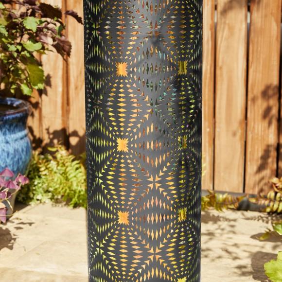 Glitzhome Glitzhome 35.75"H Oversized Metal Cutout Pattern Outdoor Fountain With Laser Cut Panels Pump And LED Light (KD)