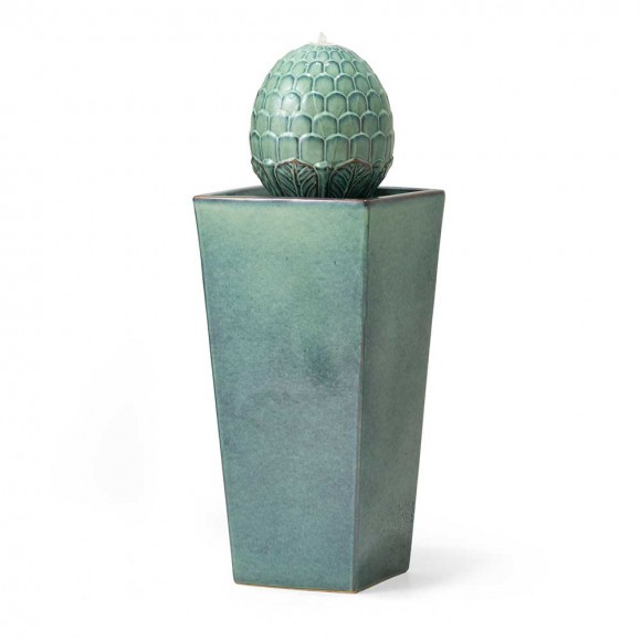 glitzhome Glitzhome 35.75"H Oversized Turquoise Artichoke Pedestal Ceramic Fountain with Pump and LED Light