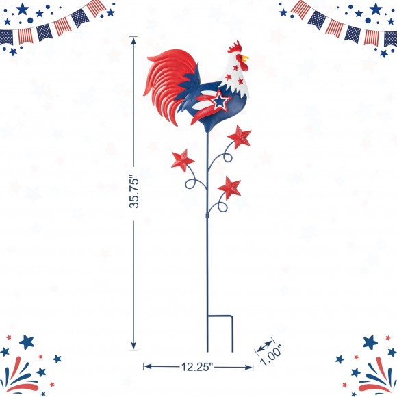 Glitzhome Glitzhome 35.75"H Patriotic Americana Metal Rooster Yard Stake (KD)