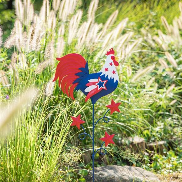 Glitzhome Glitzhome 35.75"H Patriotic Americana Metal Rooster Yard Stake (KD)