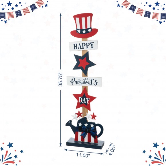 Glitzhome Glitzhome 35.75"H Patriotic Americana Wooden Top Hat Porch Sign (KD)