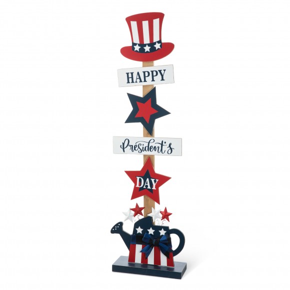 glitzhome Glitzhome 35.75"H Patriotic Americana Wooden Top Hat Porch Sign (KD)