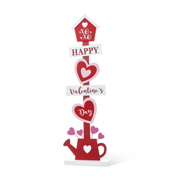 glitzhome Glitzhome 35.75"H Valentine's Wooden Heart & Love House Porch Decor(KD)