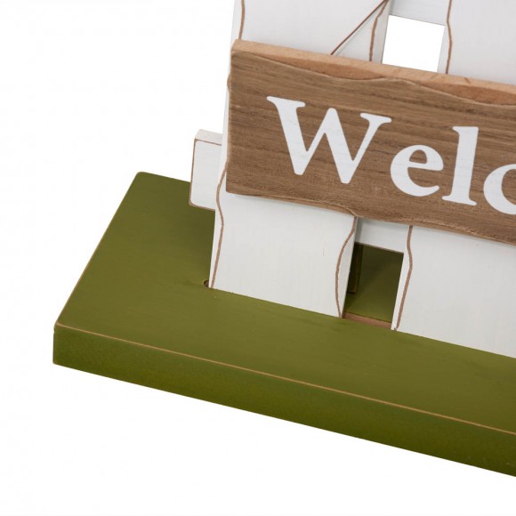 Glitzhome Glitzhome 35.75"H Wooden Trio Flowers And Fence Welcome Porch Décor